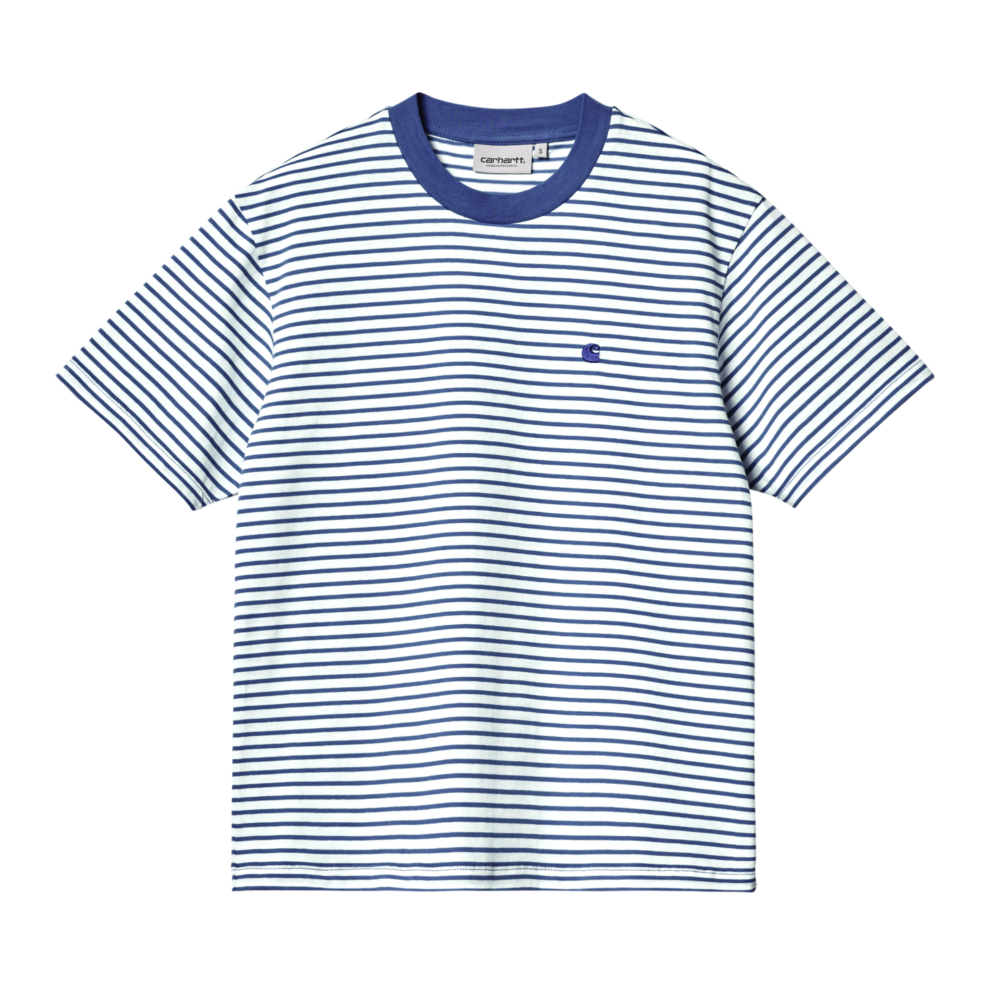 Carhartt WIP - W' S/S Coleen T-Shirt - WHITE / ACAPULCO / Striber||Hvid||Blå - T-Shirts