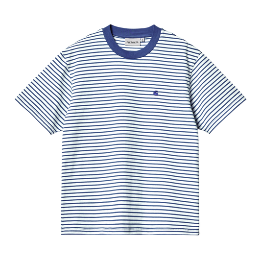 Carhartt WIP - W' S/S Coleen T-Shirt - WHITE / ACAPULCO / Striber||Hvid||Blå - T-Shirts