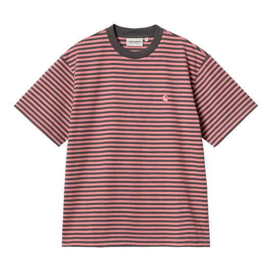 Carhartt WIP - W' S/S Verner T-Shirt - GRAPHITE / DUSTY ROS / Pink||Striber - T-Shirts