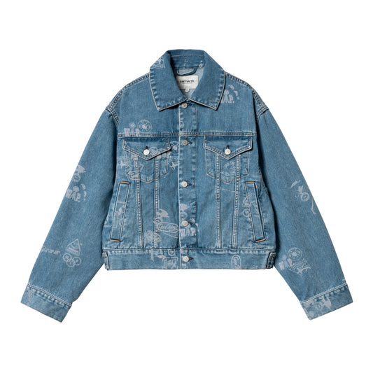 Carhartt WIP - W' Stamp Jacket - BLUE BLEACHED / Blå||Mønster - Jakker