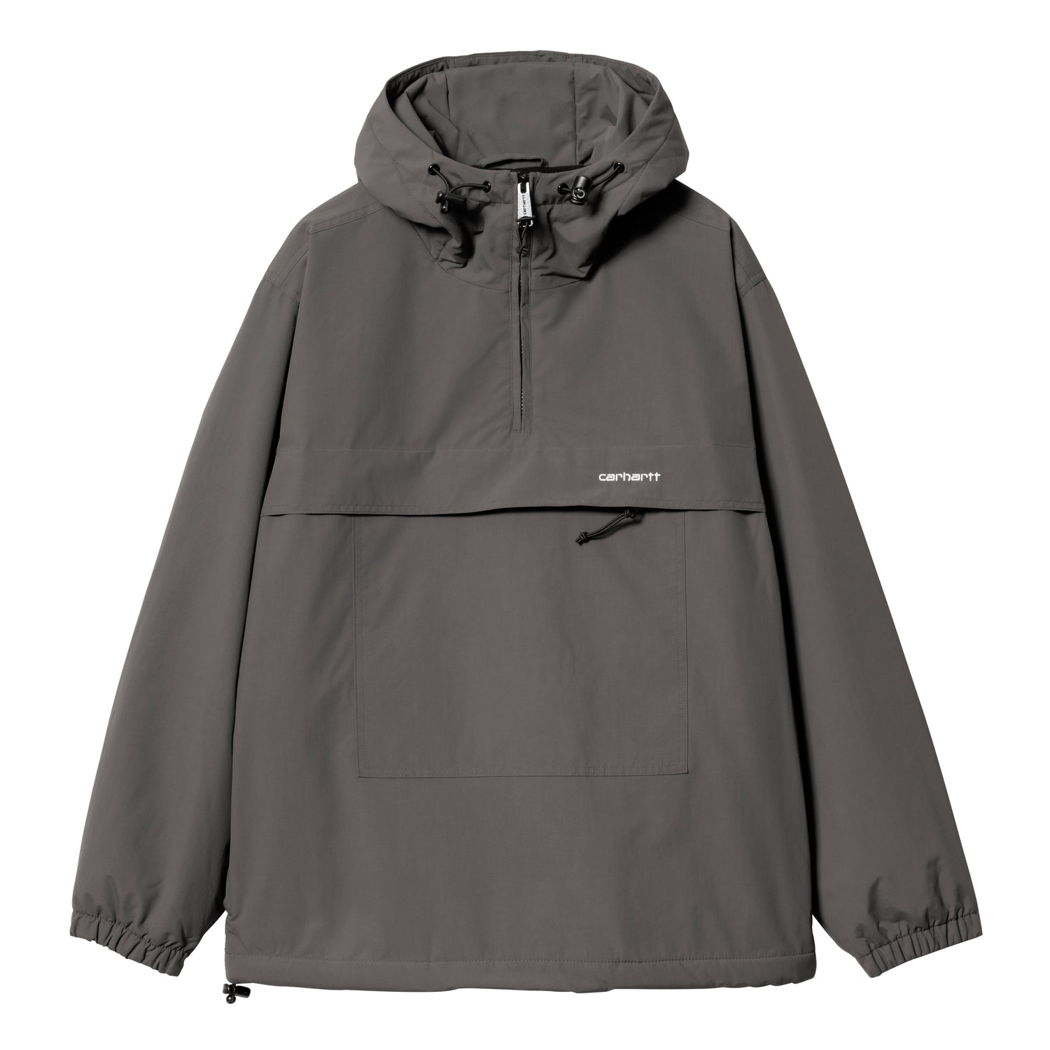 Carhartt WIP anorak i grå med halvlynlås, justerbar hætte og løst snit