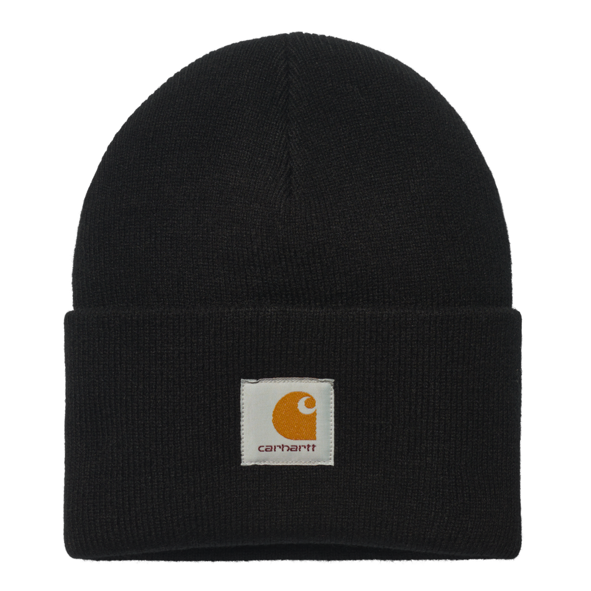 Carhartt WIP Watch Hat sort ribstrikket beanie med fold og vævd label