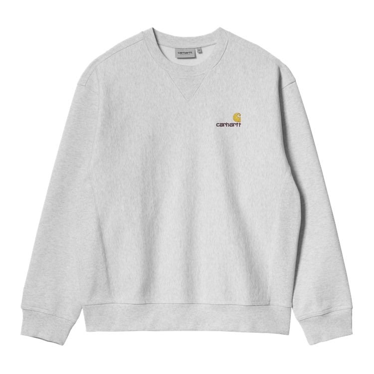 Carhartt WIP American Script Crewneck sweatshirt i ash heather med broderet logo