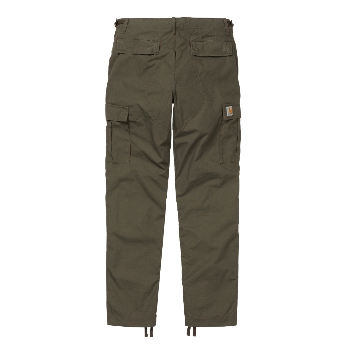 Olivengrønne cargo-bukser i ripstop med løst fit og store sidepockets med klap