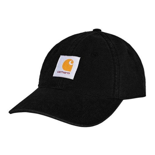 Carhartt WIP - Canvas 6-Panel Cap - BLACK/WHITE STONE WA / Sort - Accessories