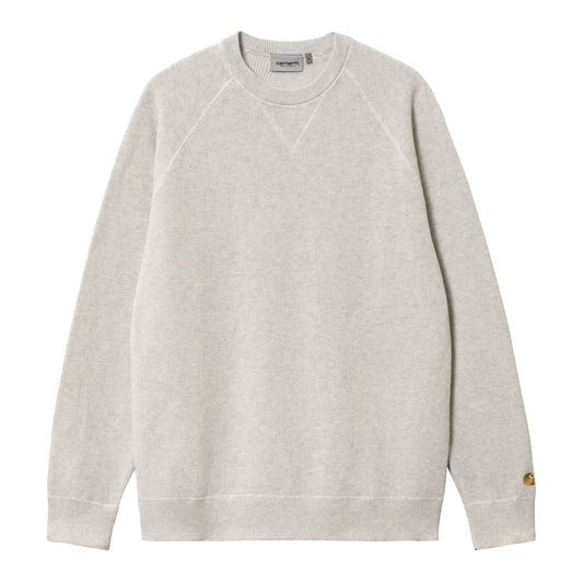 Carhartt WIP - Chase Sweater - ASH HEATHER / GOLD / Grå - Strik