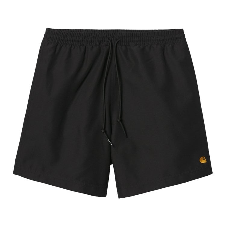 Swim shorts i sort med elastisk talje og guldbroderet C-logo på låret