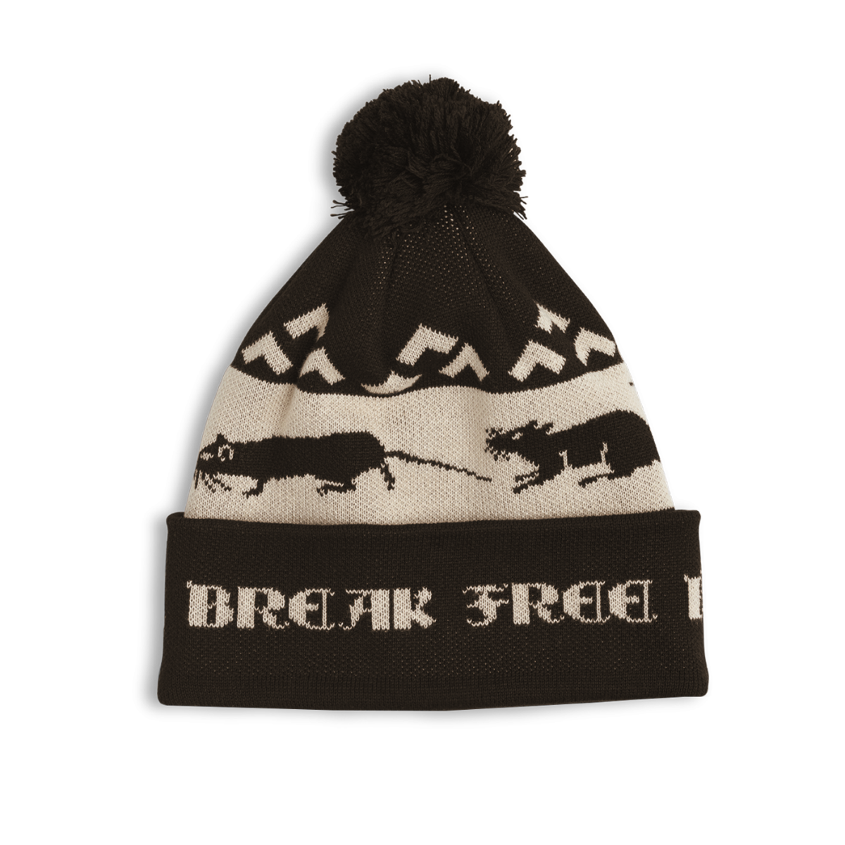 Last Resort - Rat Race Pom-Pom Fold Beanie - CHOC BROWN / Brun - Accessories