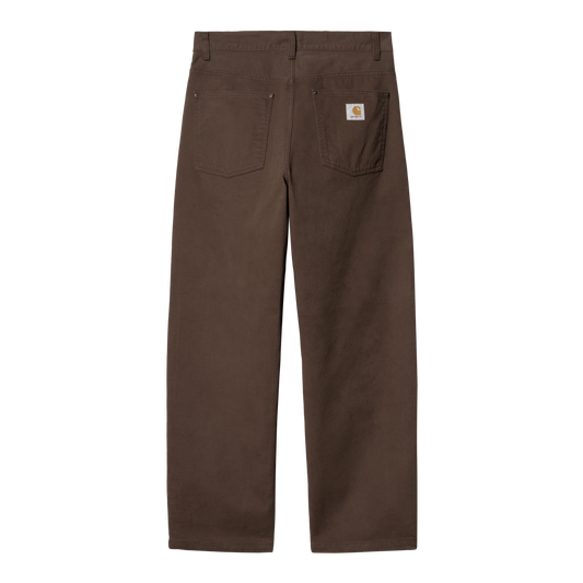 Carhartt WIP bukser i mørkebrun canvas-bomuld med bred pasform og fem lommer