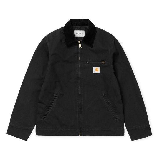 Carhartt WIP Detroit Jacket sort canvas cordfløjlskrave guldfarvet lynlås frontlommer