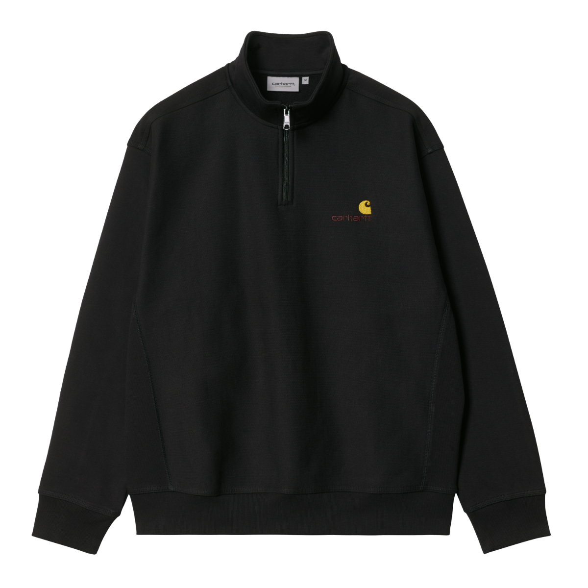 Carhartt WIP American Script Half-Zip sweatshirt i sort med broderet logo og ribkanter