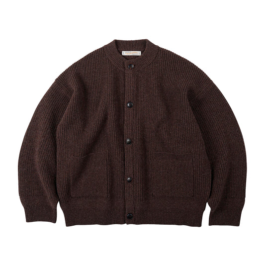 Frizmworks - Heavy Wool Round Cardigan - CHOCO BROWN / Brun - Strik