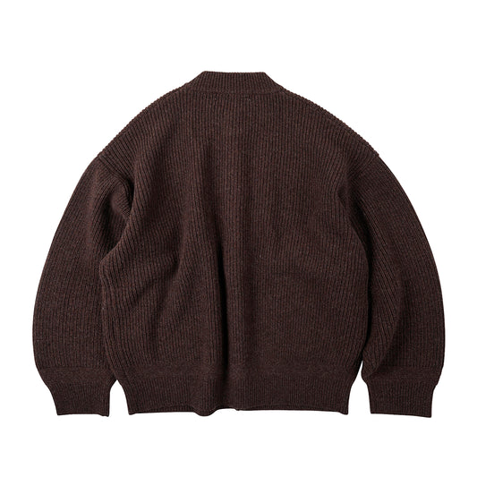 Frizmworks - Heavy Wool Round Cardigan - CHOCO BROWN / Brun - Strik