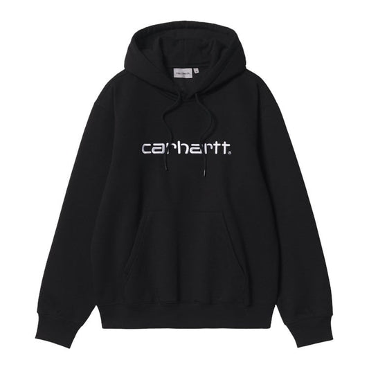 Carhartt WIP - Hooded Carhartt Sweat - BLACK / WHITE / Sort - Sweatshirts