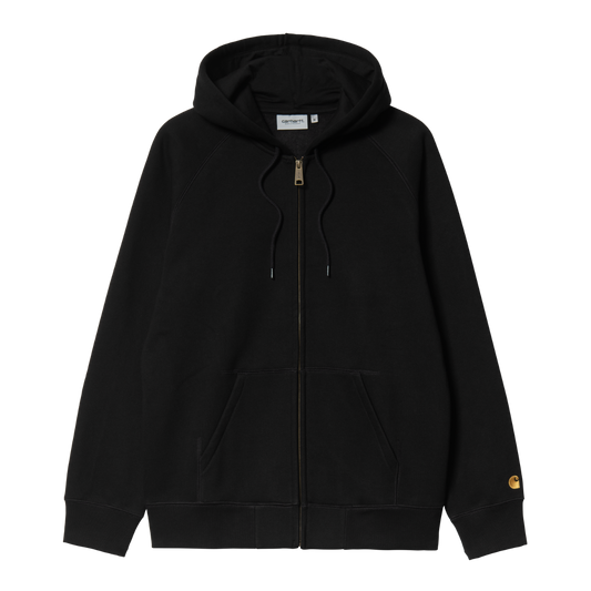 Carhartt WIP - Hooded Chase Jacket - BLACK / GOLD / Sort - Sweatshirts