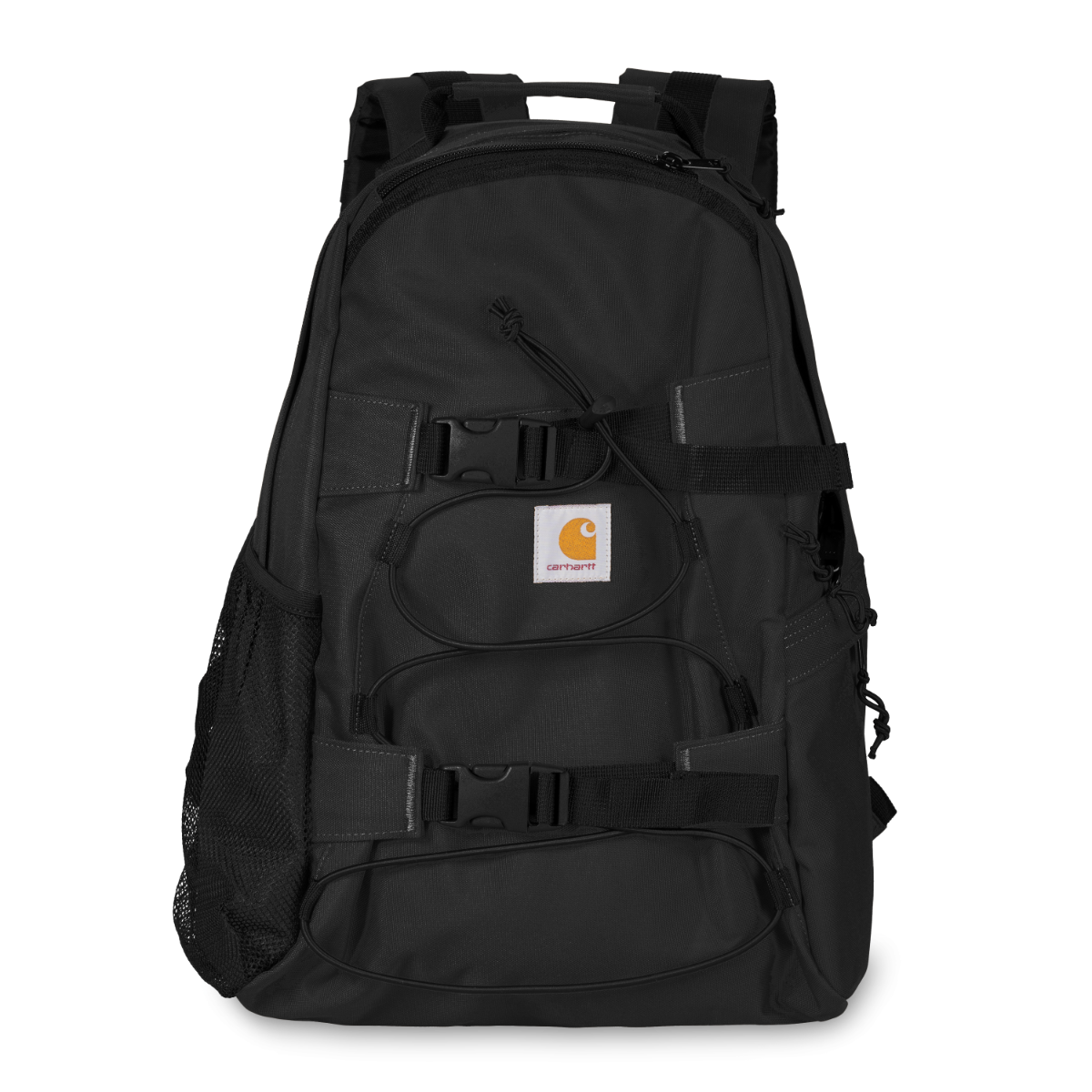 Carhartt WIP Kickflip Backpack sort nylon med bungee-system og skateboard-straps