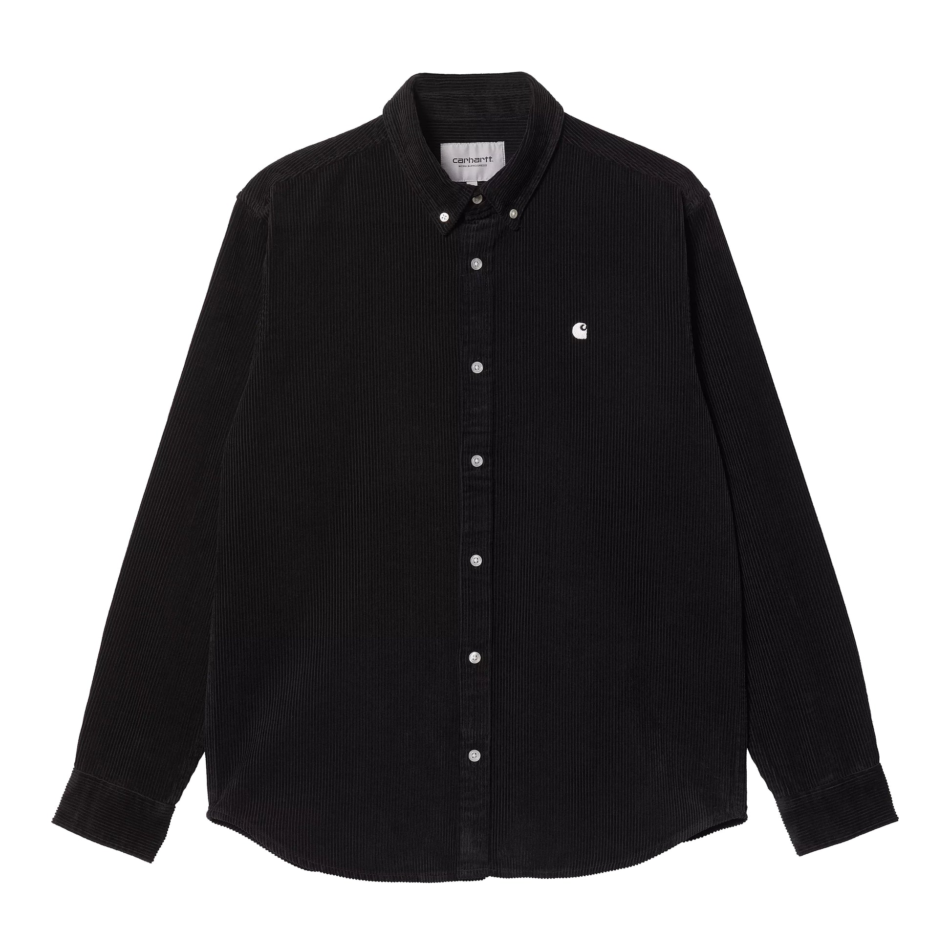 Carhartt WIP - L/S Madison Fine Cord Shirt - BLACK / WAX / Sort - Skjorter