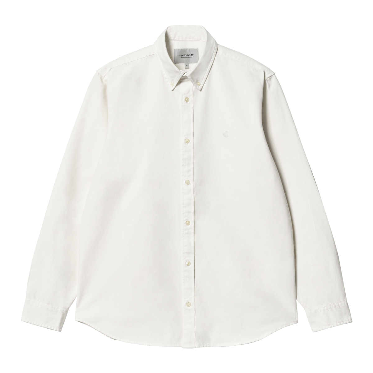Hvid oxford-skjorte med button-down krave, lange ærmer og broderet C-logo på brystet