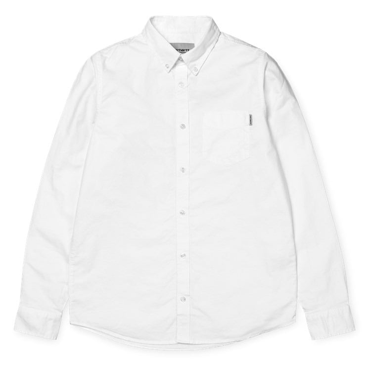 Carhartt WIP - L/S Button Down Pocket Shirt - WHITE / Hvid - Skjorter