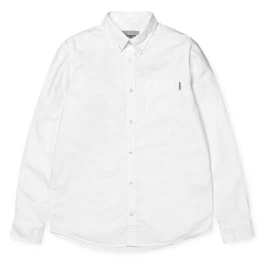 Carhartt WIP - L/S Button Down Pocket Shirt - WHITE / Hvid - Skjorter