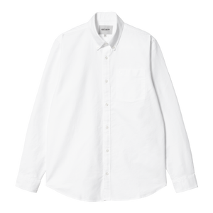 Hvid button-down Oxford-skjorte med brystlomme og almindelig pasform