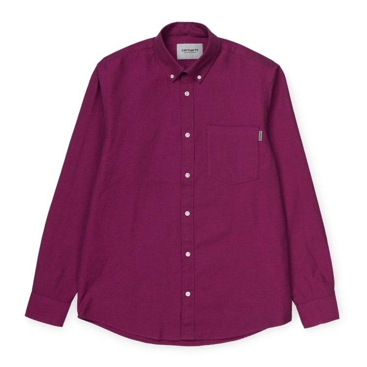 Carhartt WIP - L/S Dalton Shirt - SHIRAZ - RUBY PINK / Rød - Skjorter
