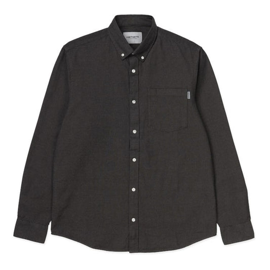 Carhartt WIP - L/S Dalton Shirt - BLACK AIR FORCE GREY / Sort - Skjorter