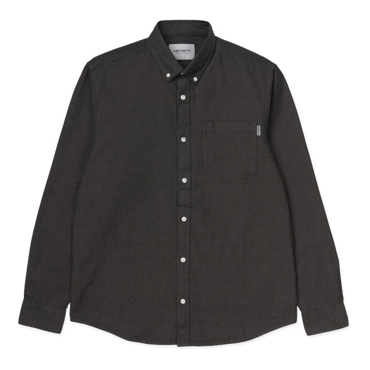 Carhartt WIP - L/S Dalton Shirt - BLACK / HUSKY / Sort - Skjorter