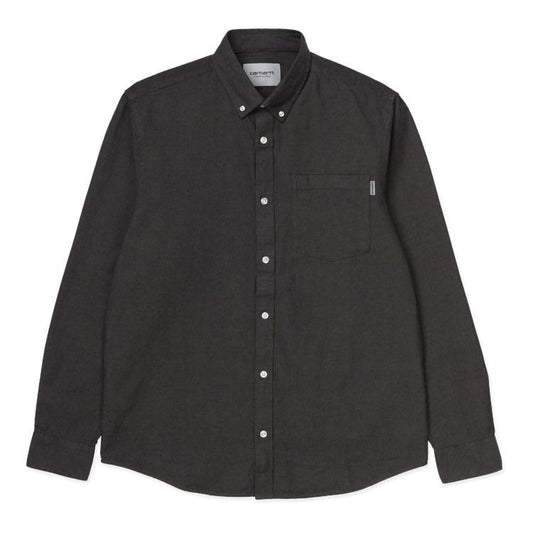 Carhartt WIP - L/S Dalton Shirt - BLACK / HUSKY / Sort - Skjorter