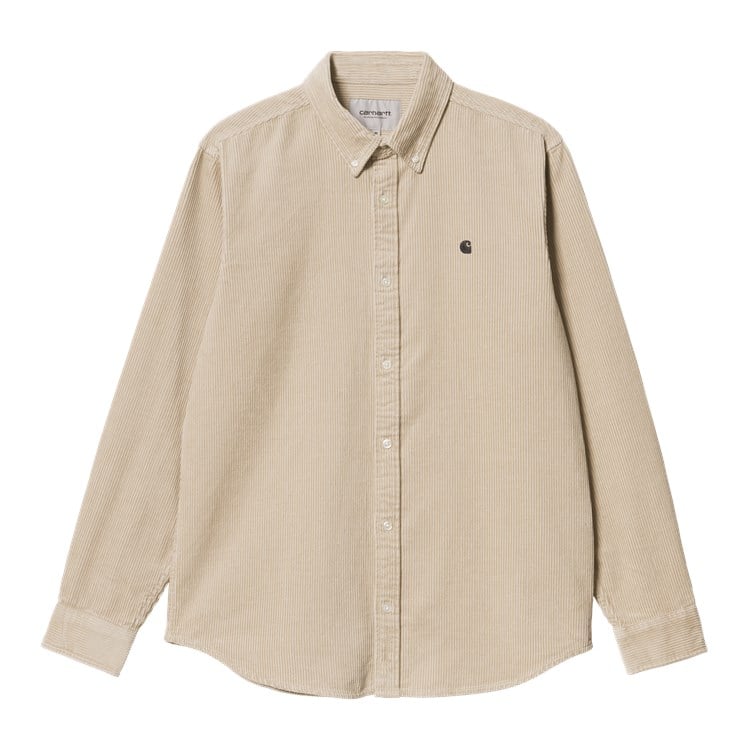 Carhartt WIP - L/S Madison Cord Shirt - WALL / BLACK / Beige - Skjorter