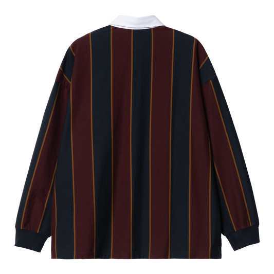 Carhartt WIP L/S Ruben Rugby Shirt Ruben Stripe, Dark Navy / Amarone