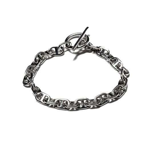 Mariner chain-armbånd i sølvfarvet metal med antikeret finish og toggle-lås