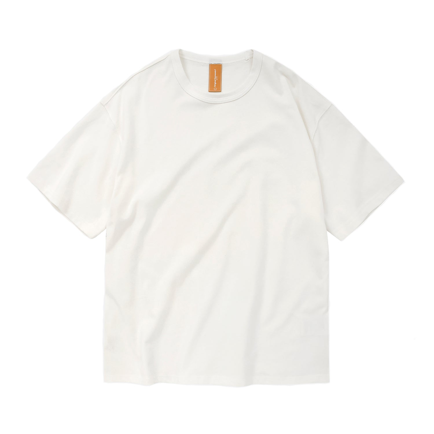 Oversized t-shirt i hvid, crewneck, dropped shoulders, ingen print, relaxed fit