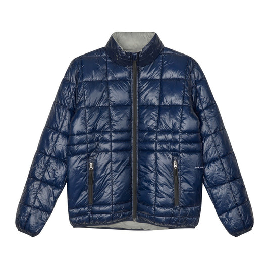 Pop Trading Company - Quilted Reversible Puffer Jacket - NAVY / DRIZZLE / Blå - Jakker