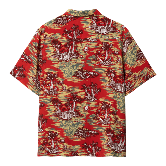 Carhartt WIP S/S Bayou Shirt Bayou Print, Red Sunset.