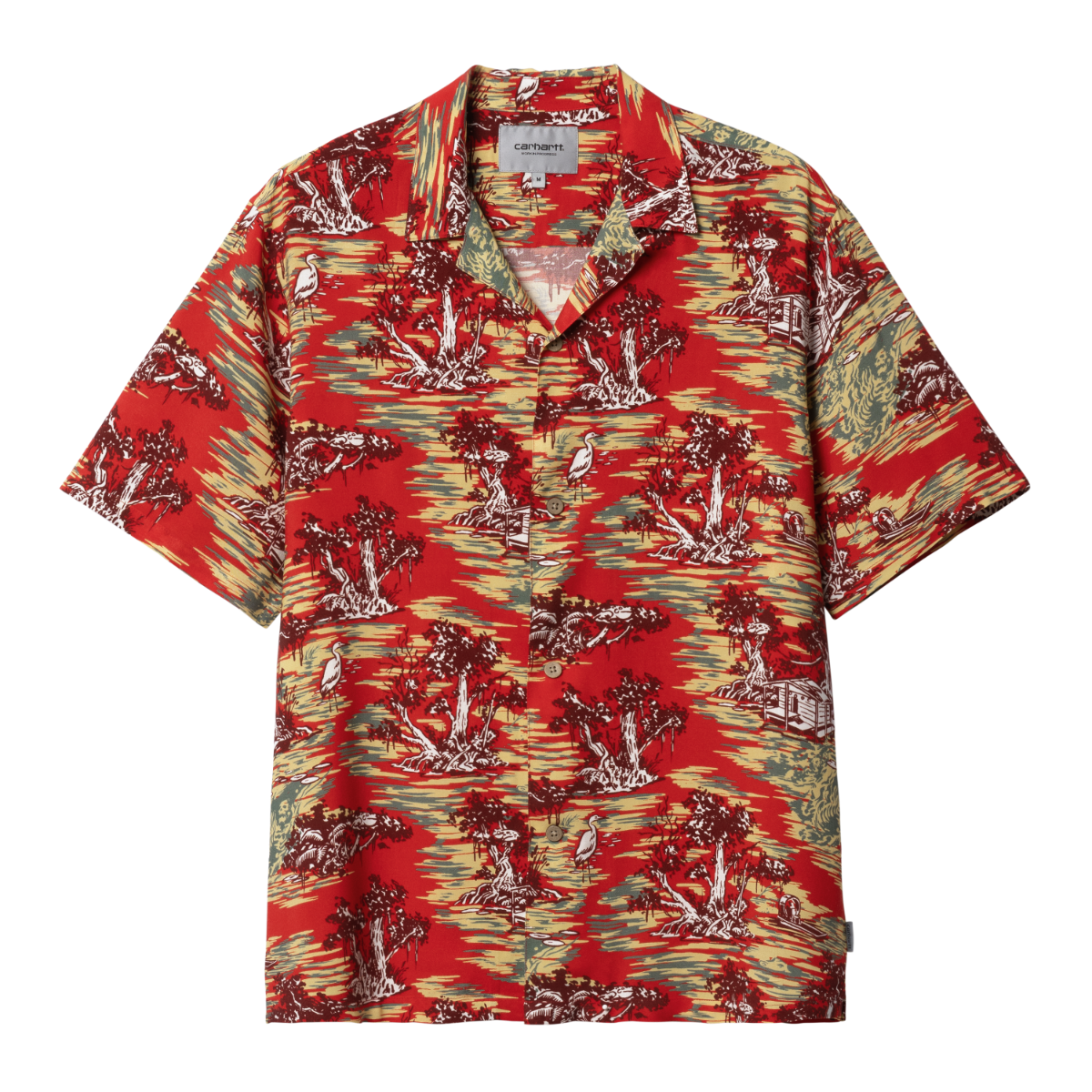 Carhartt WIP - S/S Bayou Shirt - RED SUNSET / Rød||Mønster - Skjorter