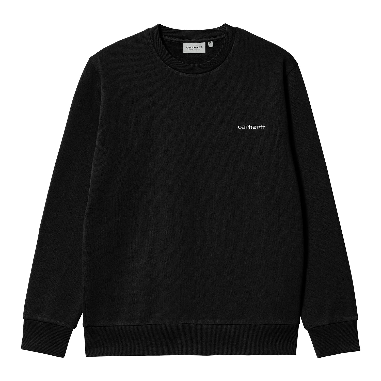 Carhartt WIP Script Embroidery Sweatshirt sort crewneck med hvidt script-logo på brystet