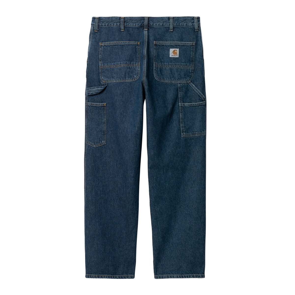 Carhartt WIP double knee jeans mørk stonewash denim bred pasform workwear guldstikning