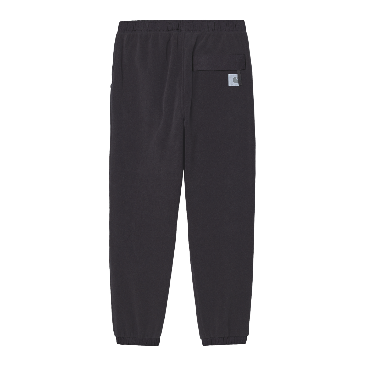 Sweatpants i mørk koksgrå med elastisk talje, ribkanter og patch-lomme bag