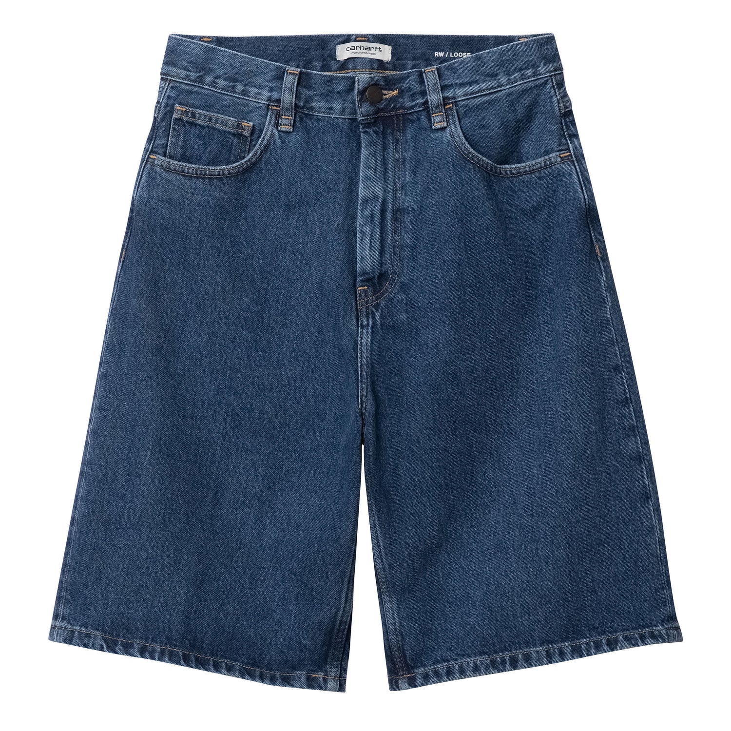 Carhartt WIP denim shorts i loose fit, blå stonewash og klassisk 5-lommers konstruktion