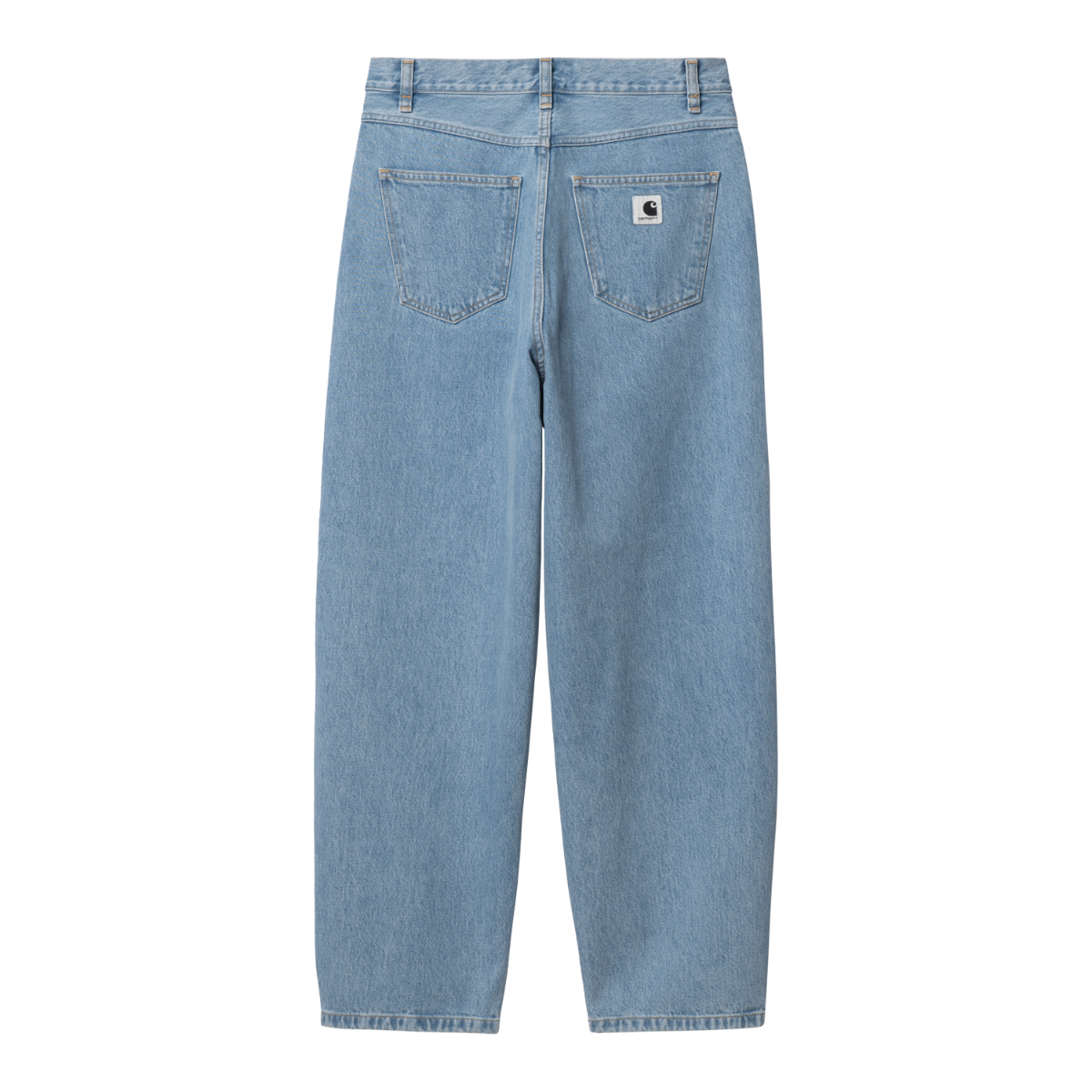 Carhartt WIP denim i bredt afslappet fit med lys stonewash, guldtonede nitter og C-logo