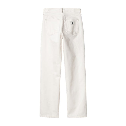 Carhartt WIP straight fit denim i off-white med fem lommer og WIP-patch på baglommen