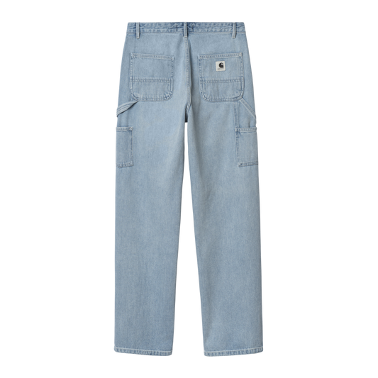 Carhartt WIP carpenter-bukser i lys stonewashed denim med bred pasform og utility-lommer